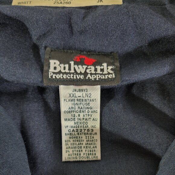 Bulwark FR Men's Size XXL 2XL Flame Resistant Navy Blue Bomber Jacket JNJ8NV3 - Picture 6 of 6